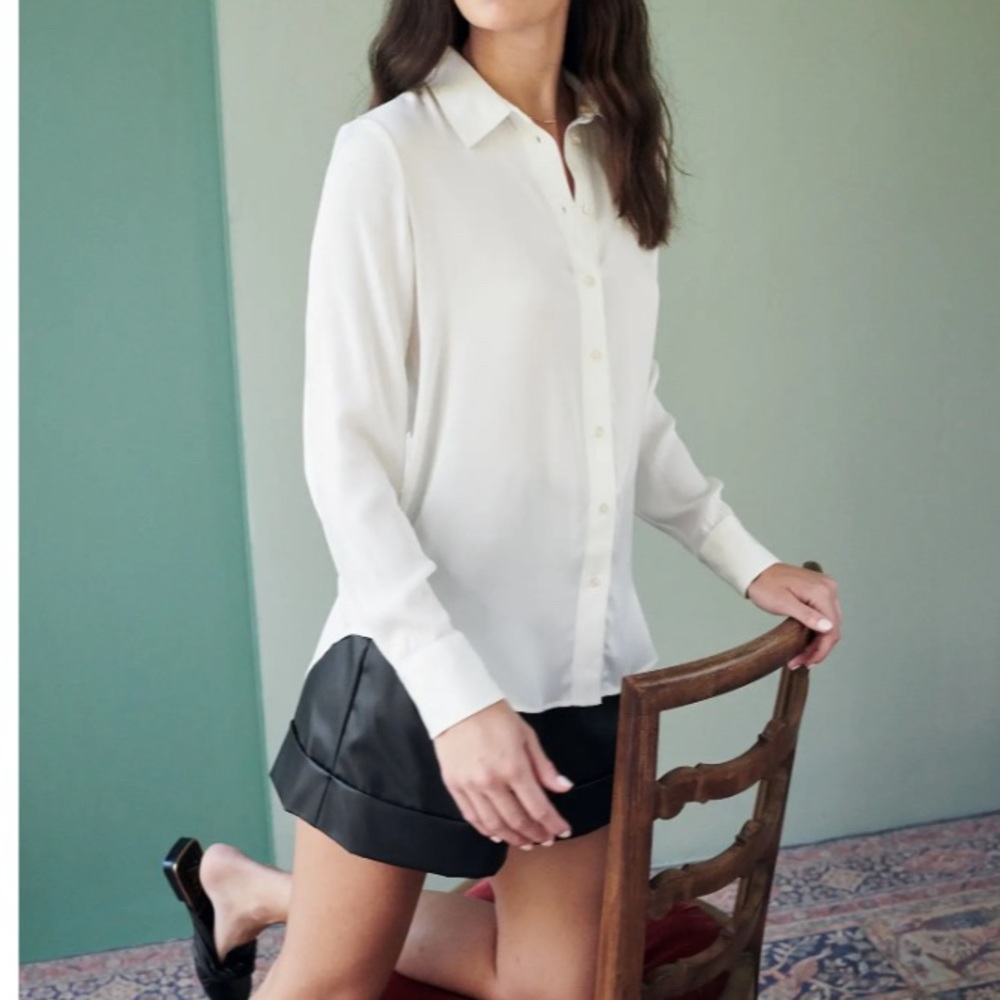 Quince Ivory Silk Blouse small